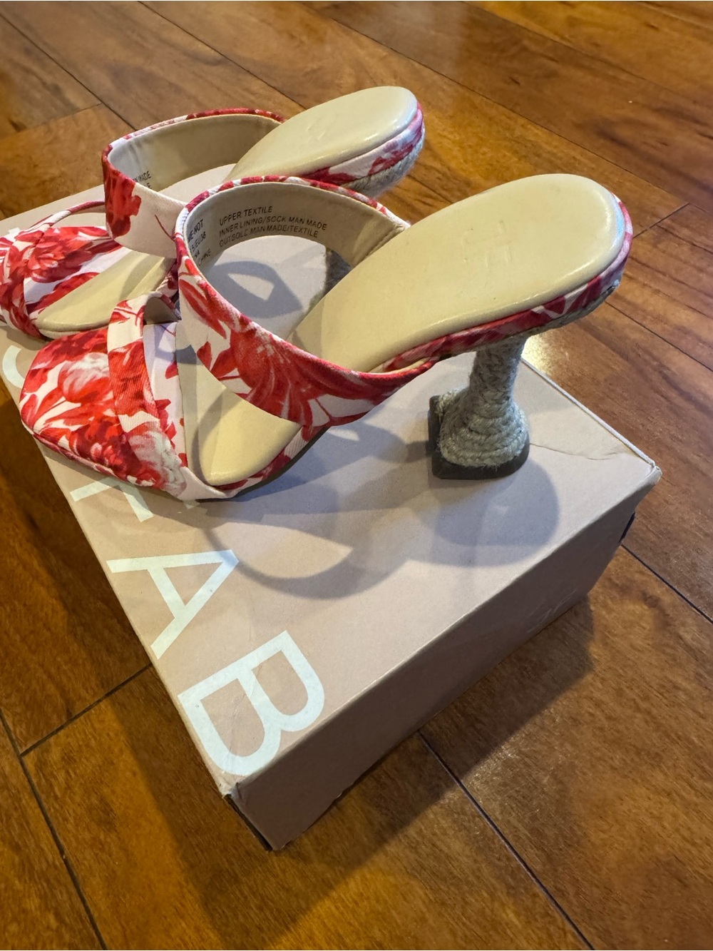 Floral Red Women’s Heeled Sandals - Brand Unknown